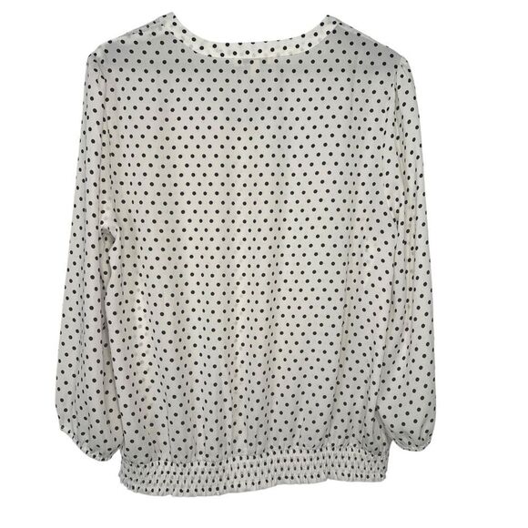 Stitch Fix Les Serein Polka Dot Blouse Womens Large White/Black V-Neck - Picture 4 of 6